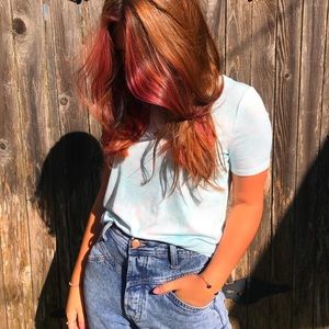 Blue short sleeve shirt with cute white blotches